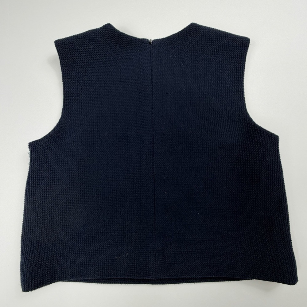 Club Monaco Womens Textured Waffle Knit Sleeveless Boxy Crop Top Navy Blue XS - Picture 6 of 10